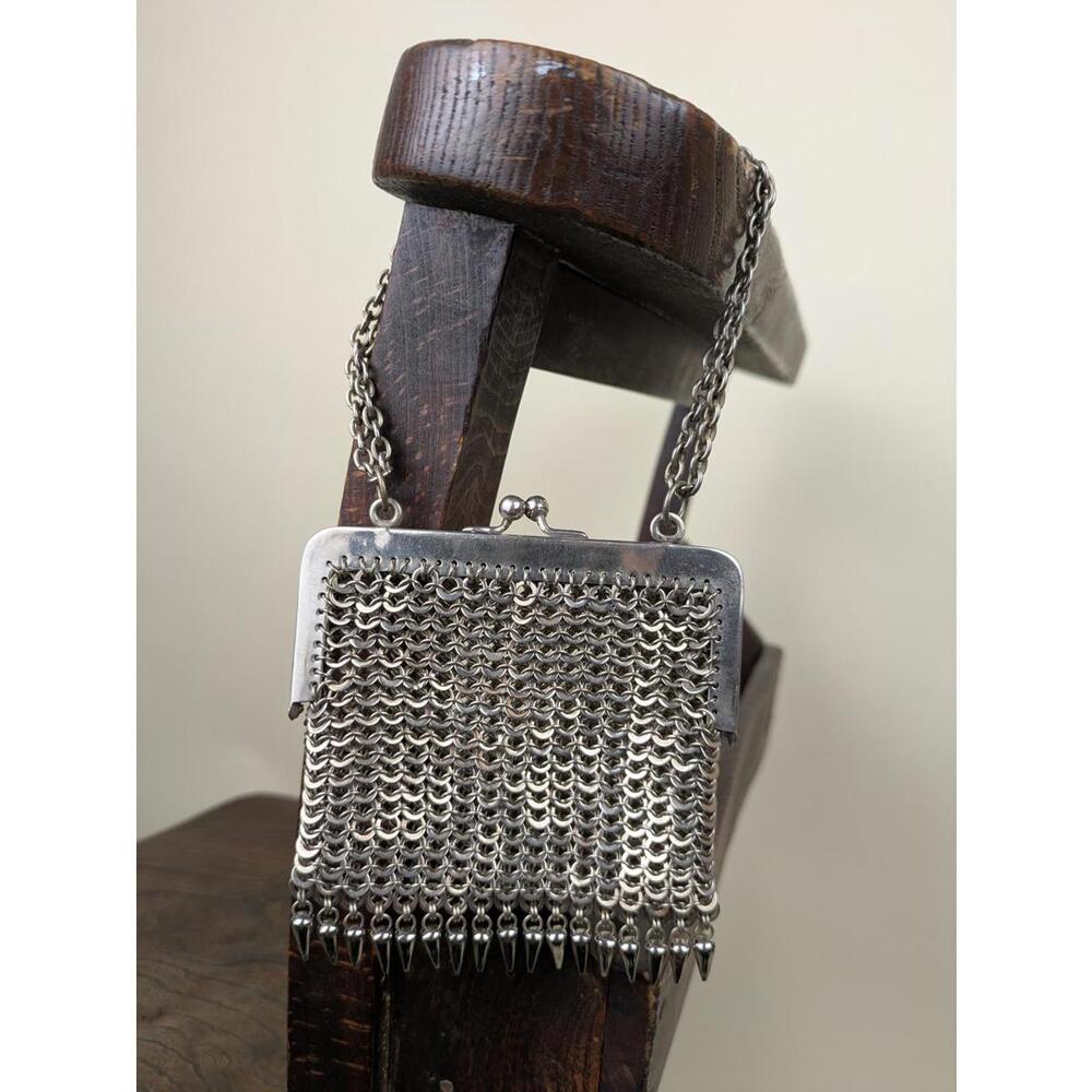 1920's silver chainmail mesh bag